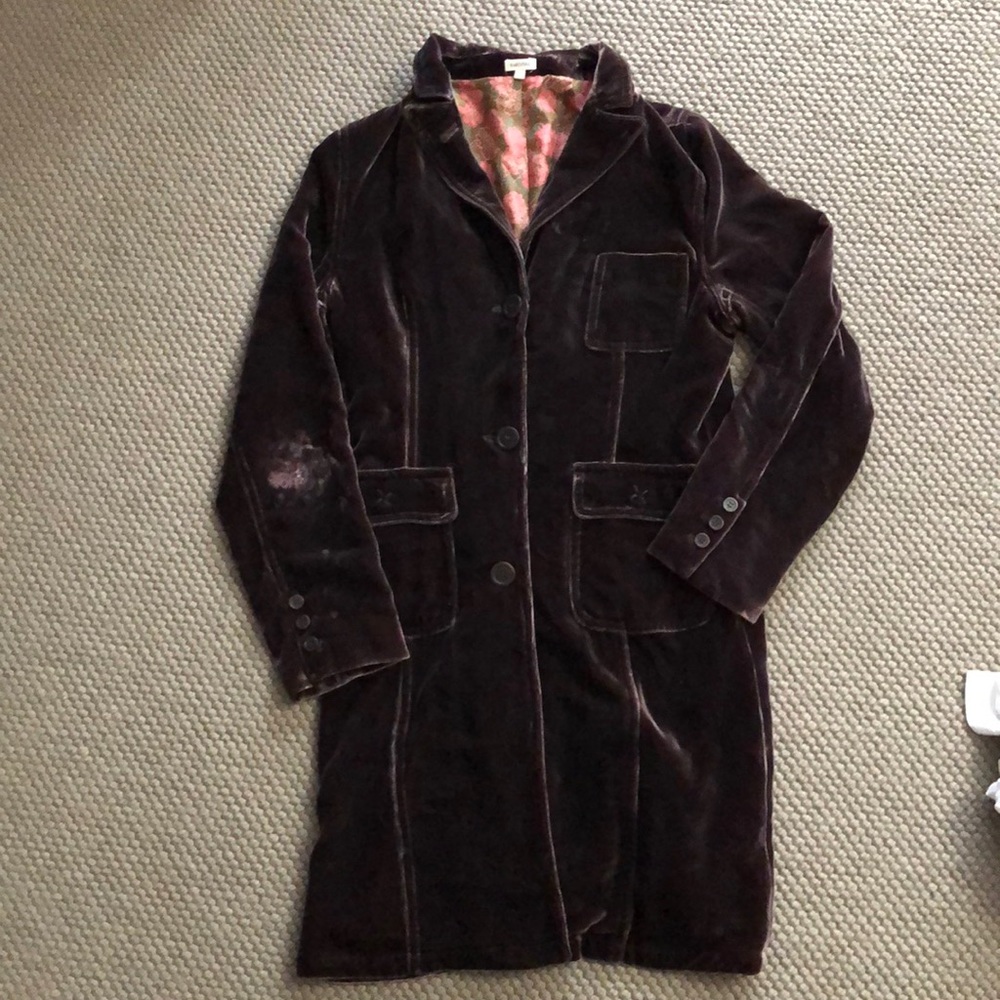 Hartford long brown velvet blazer